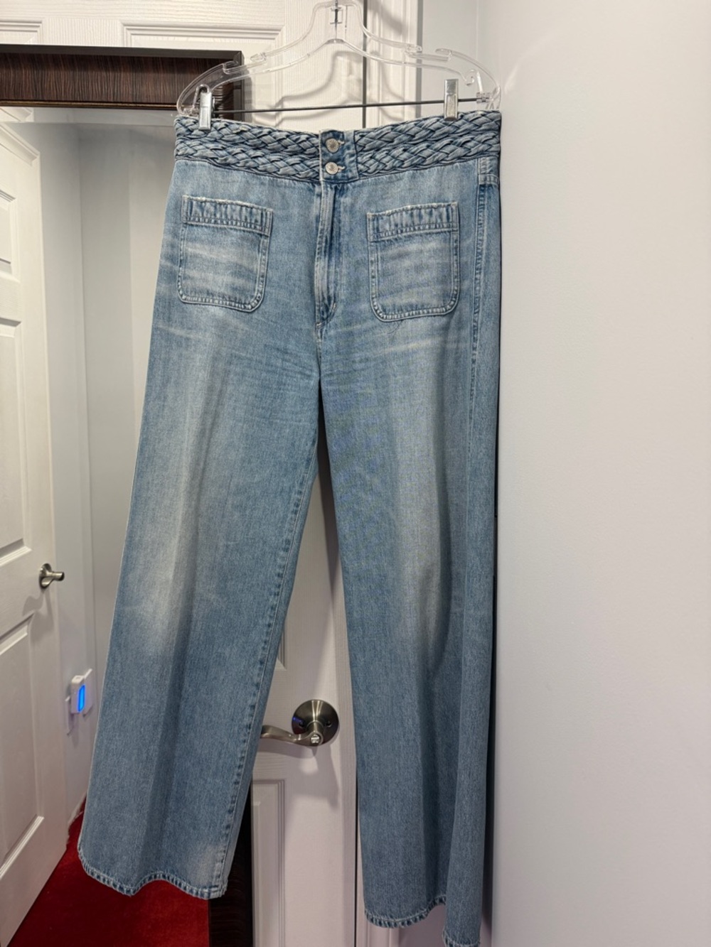 Citizens Of Humanity Light Blue Wide Leg Jeans with Braided Waistband